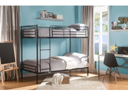 Beliche DUOTIS VENTE-UNIQUE.PT Preto 90x190 cm - Com colchão - Com sommier