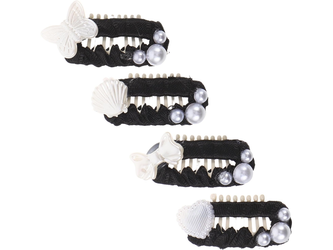 Presilhas De Cabelo Estimação Com Pérolas, 4 Peças, Pretas