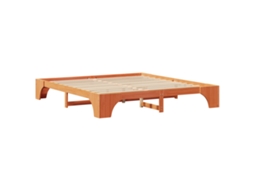Conjunto 1 Estrutura Da Cama Vidaxl Castanho Madeira De Pinho Maciça (200 X 200 Cm)