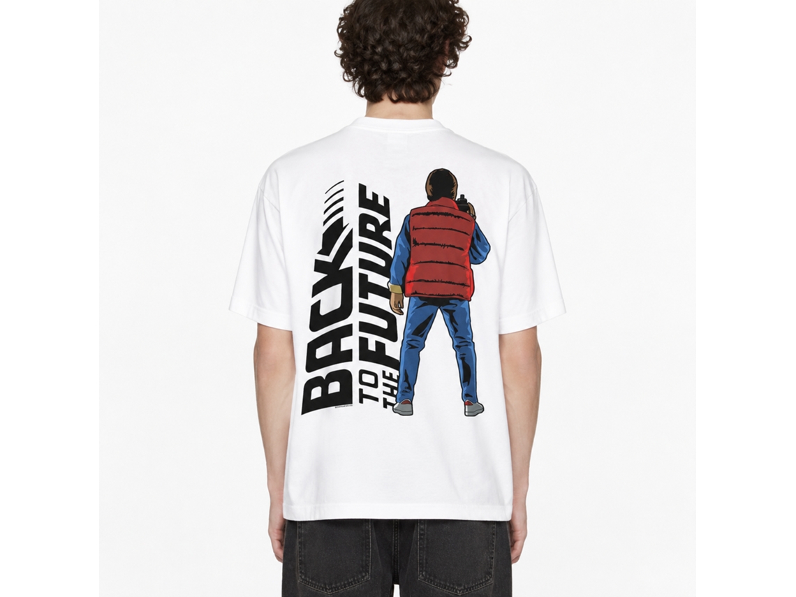 Rockinstone Back To The Future Movie Back To Back White Adult T-shirt Size:s