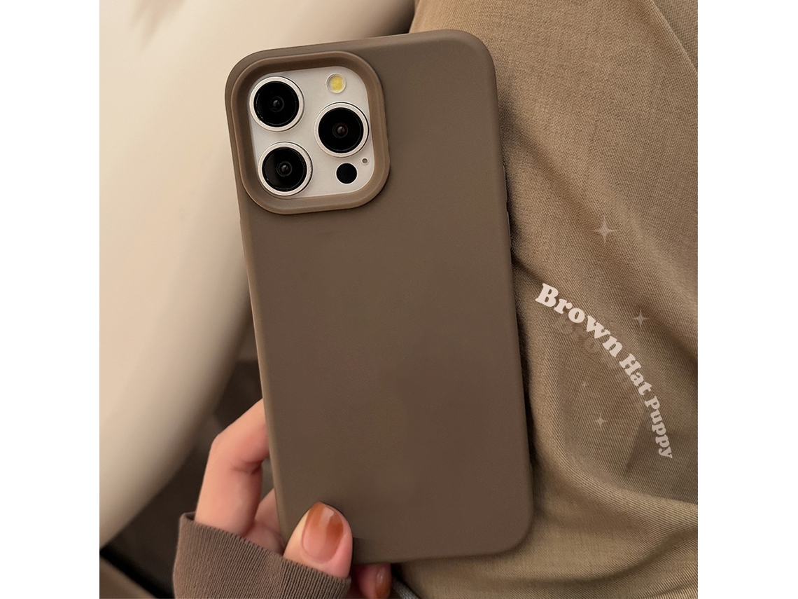 Capa Para Iphone 17 Pro, Cor Marrom Camurça Sólida, Simples, Em Silicone, Resistente A Quedas.