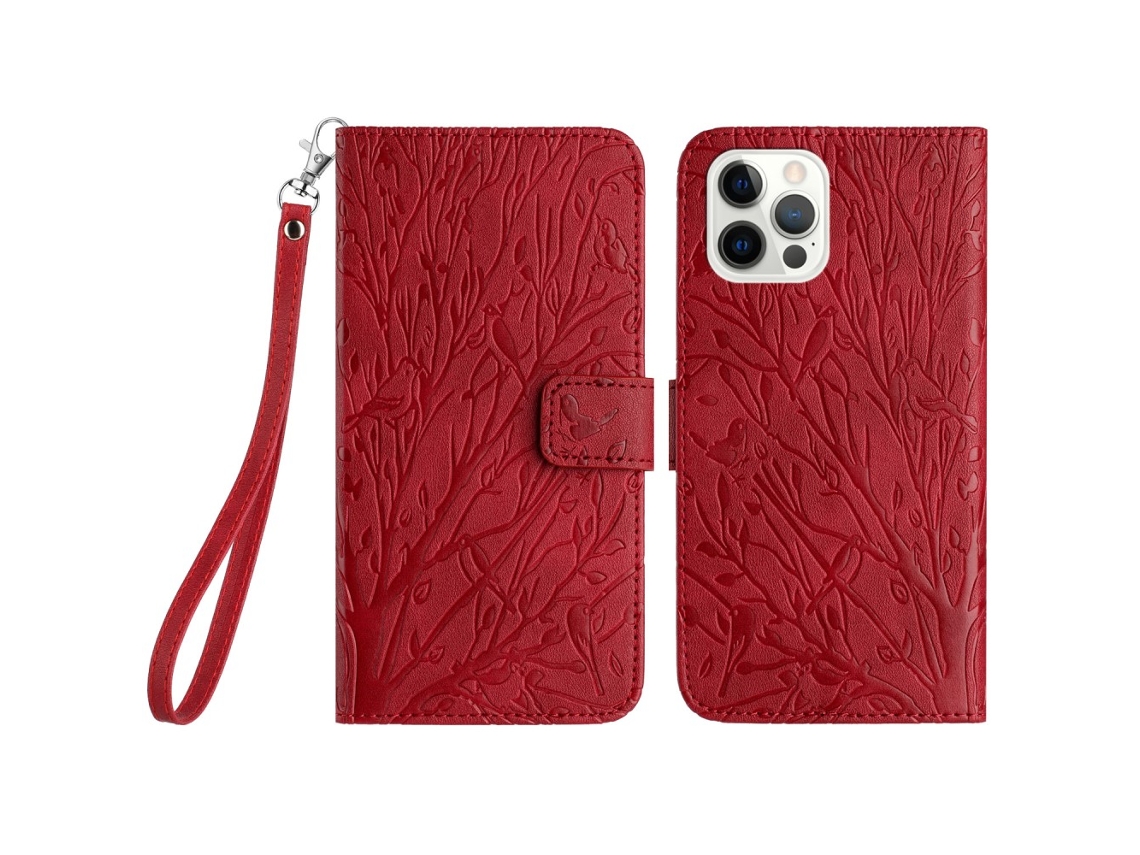 Capa Para Iphone 14 Pro Max Pele Sintética Vermelho