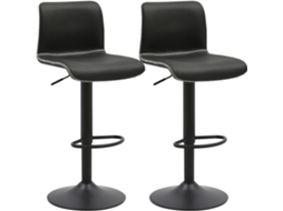 Conjunto De 2 Banquetas De Bar Henchy Em Couro Sintético Preto