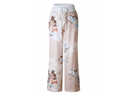 2026 pantalones de Descanso Amplios para Mujer Con Estampado Floral Elástico Y Cordón Ajustable S Grey3