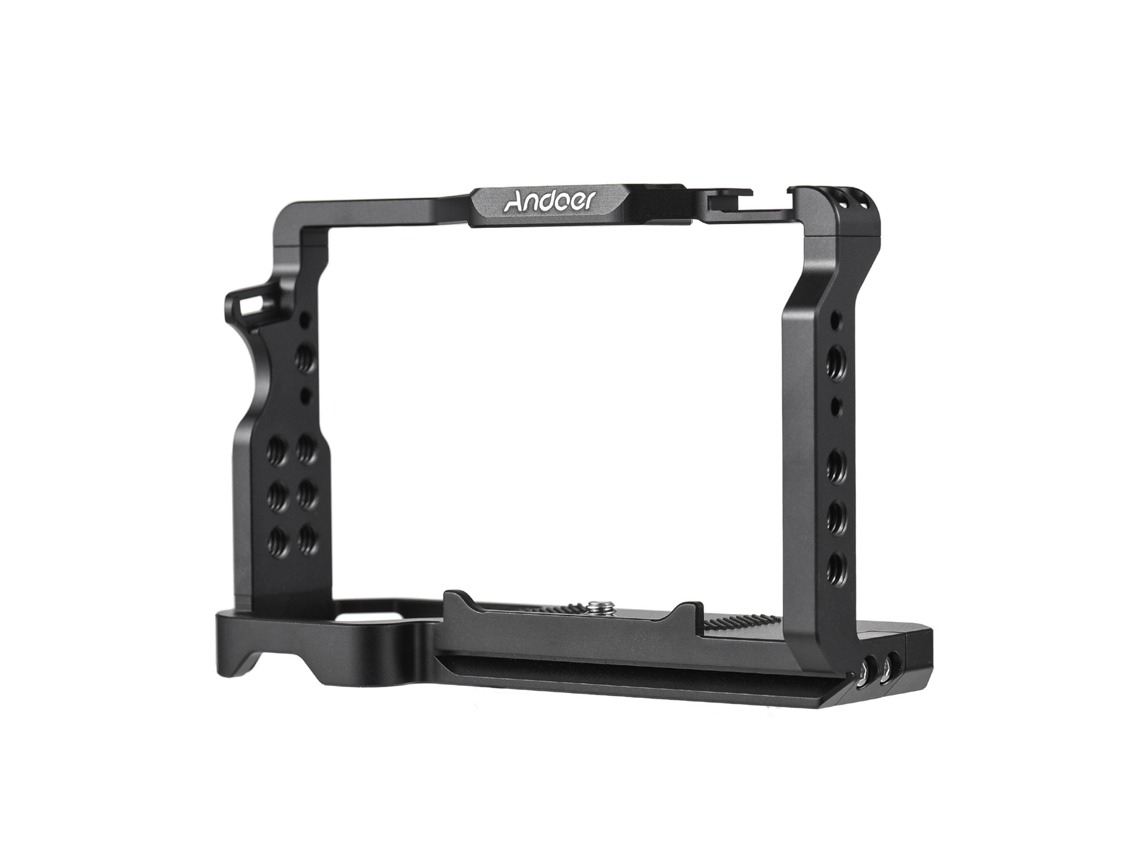 Andoer Camera Cage Aluminum Alloy Camera Video Cage With Cold Shoe Mounts Numerous 1/4 Inch Threads Replacement For Sony A7c Camera LAXISCREED