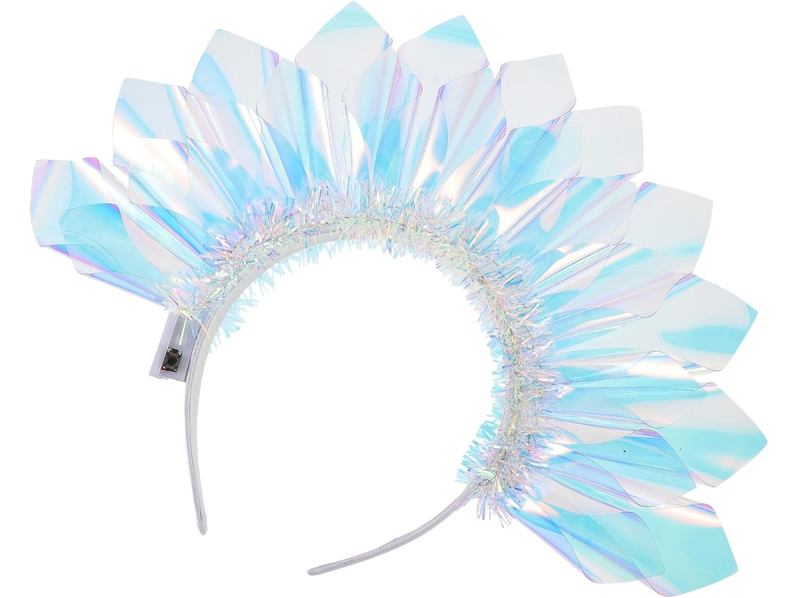 Tiara feminina com luzes LED, em PVC leve, tiara elegante.