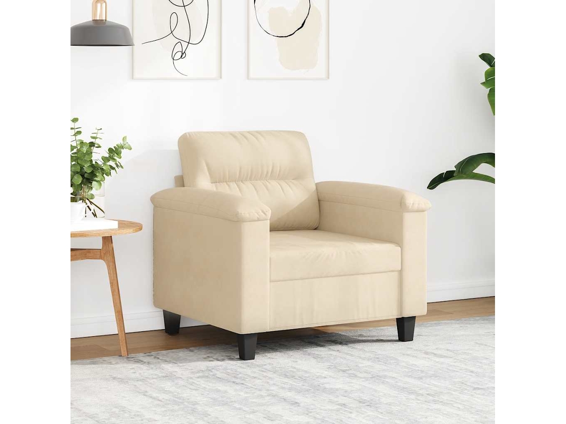 Vidaxl Poltrona 60 Cm Tecido de Microfibra Cor Creme