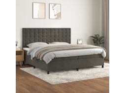 Vidaxl Cama Com Molas/colchão 200x200 Cm Veludo Cinzento-escuro