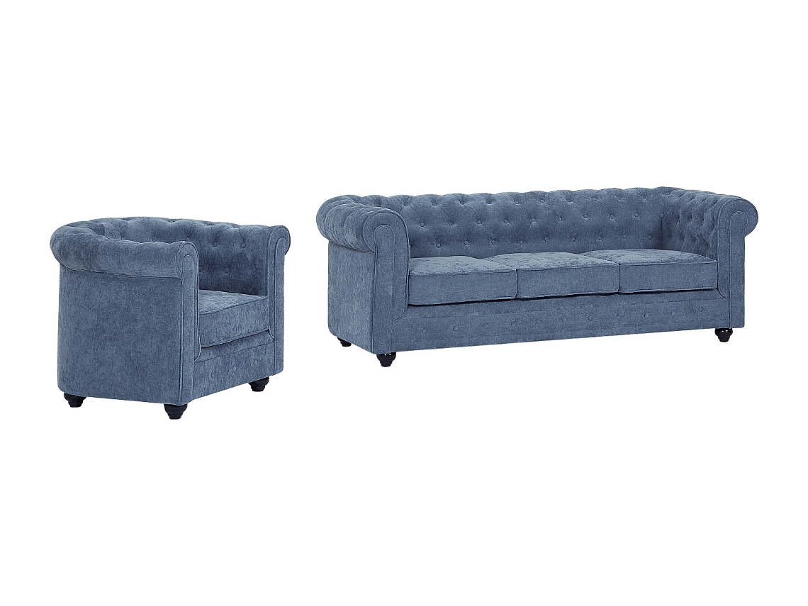 Conjunto Sofá e Poltrona Chesterfield VENTE UNIQUE