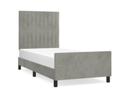 Conjunto 1 Estrutura De Cama Com Cabeceira Vidaxl Cinzeto Veludo (203 X 83 X 128 Cm)