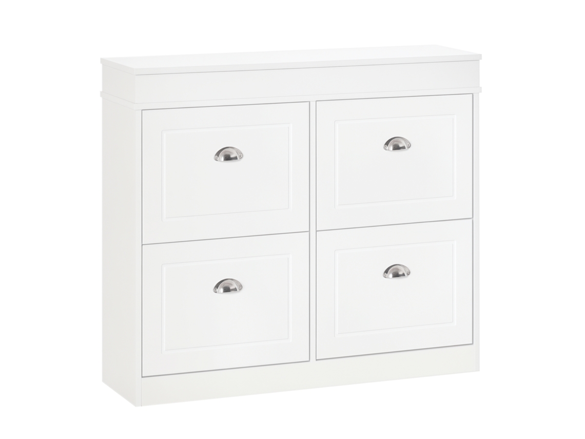 Sapateira de entrada com 2 gavetas basculantes e prateleiras para 16 pares (81,5x25x83 cm) Branca S/MARCA