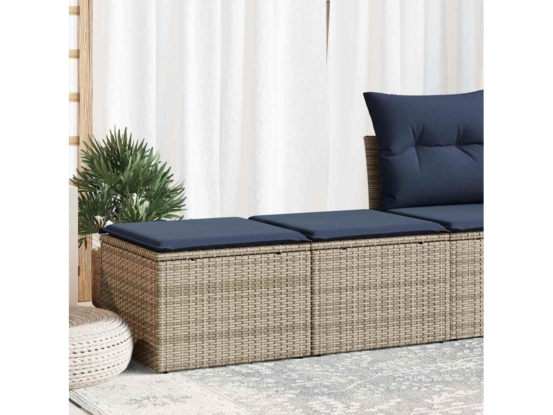 Vidaxl 2 Pcs Conjunto Sofás Jardim Almofadões Vime Pe/acácia Cinzento