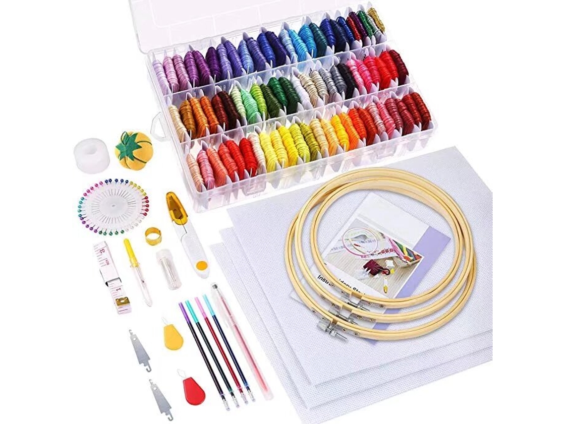 Kit De Bordado, Kit De Ponto Cruz Com Instruções, 3 Bastidores De Bambu Slowmoose