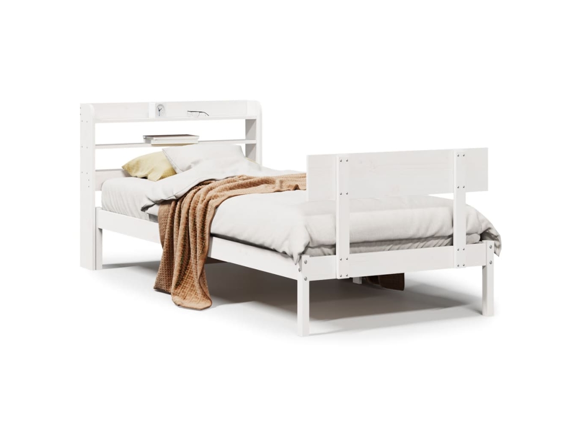 Cama Sem Colchão 75x190 cm Madeira de Pinho Maciça Branco MAISON EXCLUSIVE