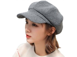 Chapéu de Inverno para Mulher Beret Estilo Newsboy Cor Solida Ajustável de Lã