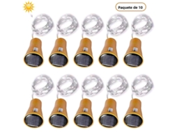 Luminária Solar Feita Com Garrafa De Vinho E Tampa De Cobre, Composta Por 10 Leds Brancos De 2m20.