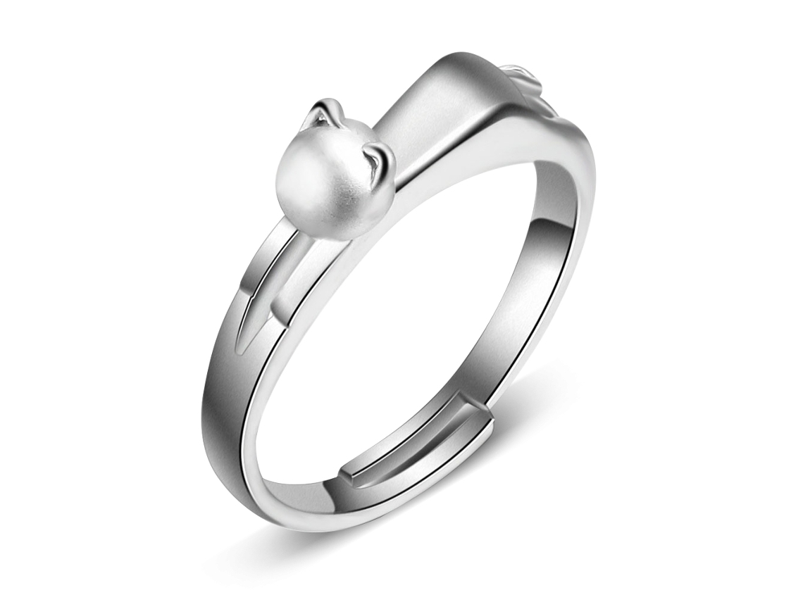 Anel De Cobre Ajustável Gato 3d Feminino Bonito Jóia Casamento Festa