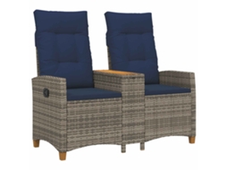 Maison Exclusive - Banco Reclinável Com Mesa Cinza E Azul Marinho Vime Pe