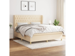 Vidaxl Cama com Molas/colchão 180x200 Cm Tecido Cor Creme