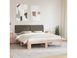 Vidaxl Estrutura De Cama Com Cabeceira Estofada Cinzento-acastanhado