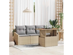 Vidaxl Conjunto De Sofá De Jardim 5 Pcs Bege Rattan Sintético
