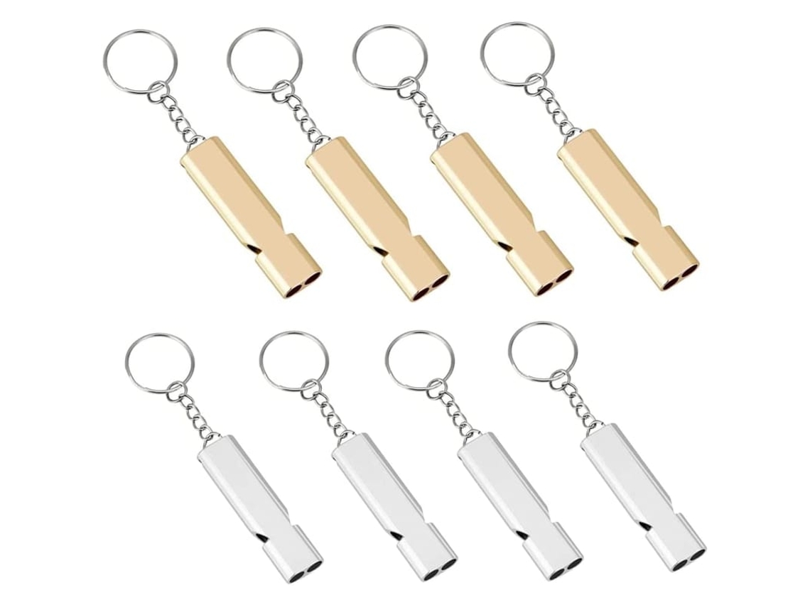 Apito De Sobrevivência 8 Unidades Duplo Tubo 120db Alumínio Para Camping Hiking Treinamento Cães