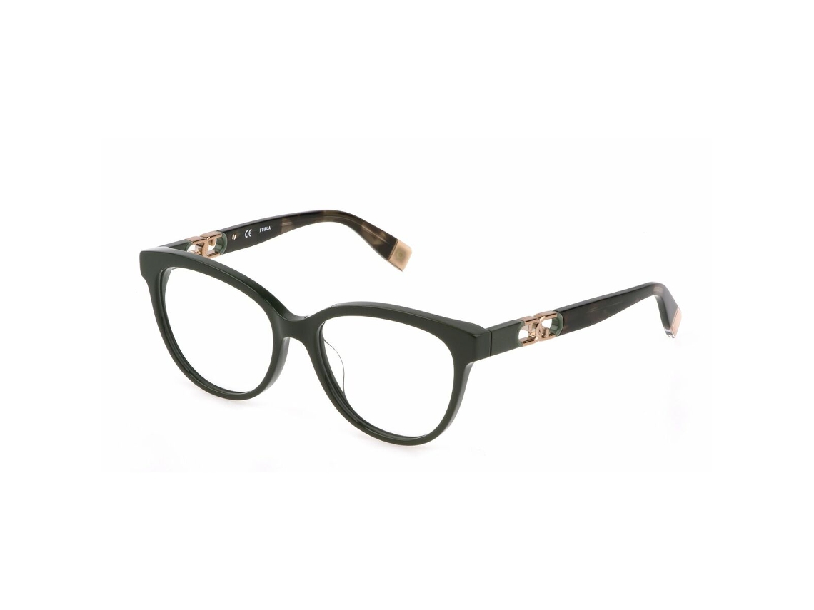 Armação de óculos feminina Furla VFU634-530D80 (verde - acetato - Ø 53 mm)