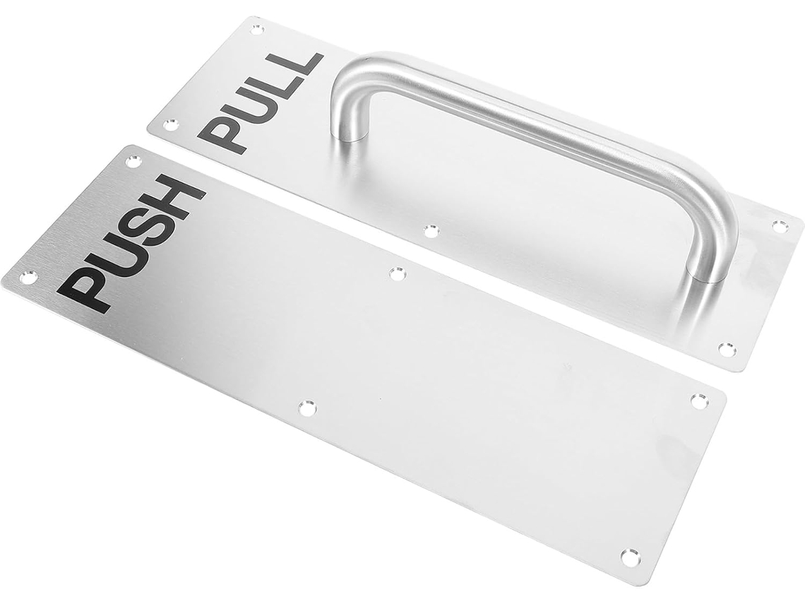 Puxador de Porta de Empurrar e Puxar em Aço Inoxidável 304 com Placa de Metal Reforçada para Uso Comercial. SFUSHOS