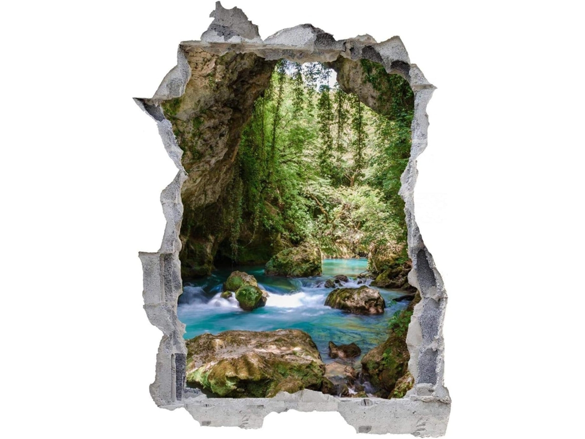 Adesivo de parede com tema de caverna, riacho, rio e selva, ideal para sala de estar, quarto, cozinha, escritório, para adultos e crianças, 50x70cm