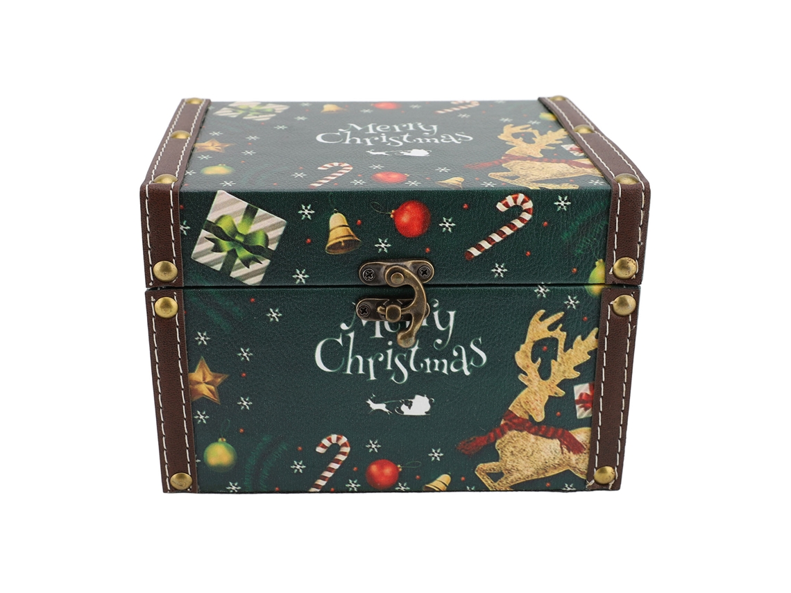 Caixa de Bijuterias de Madeira Vintage Natal Presente Crianças