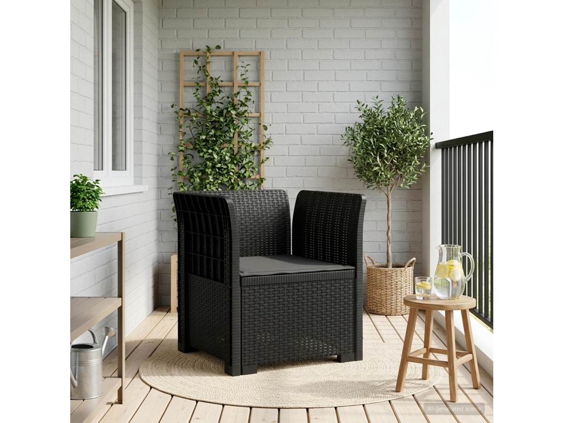 Vidaxl Poltrona 1 Lugar Com Almofada Look Rattan Pp Antracite
