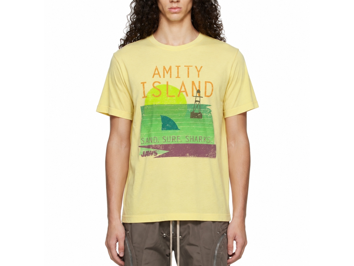 Rockinstone Jaws Movie Sandsurfsharks Heather Yellow Adult T-shirt Size:l