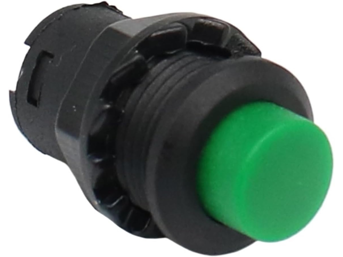 Interruptor De Botão Pressão Com Travamento Automático Momento Ds228 12mm Verde, Com Trava 1 Unidade