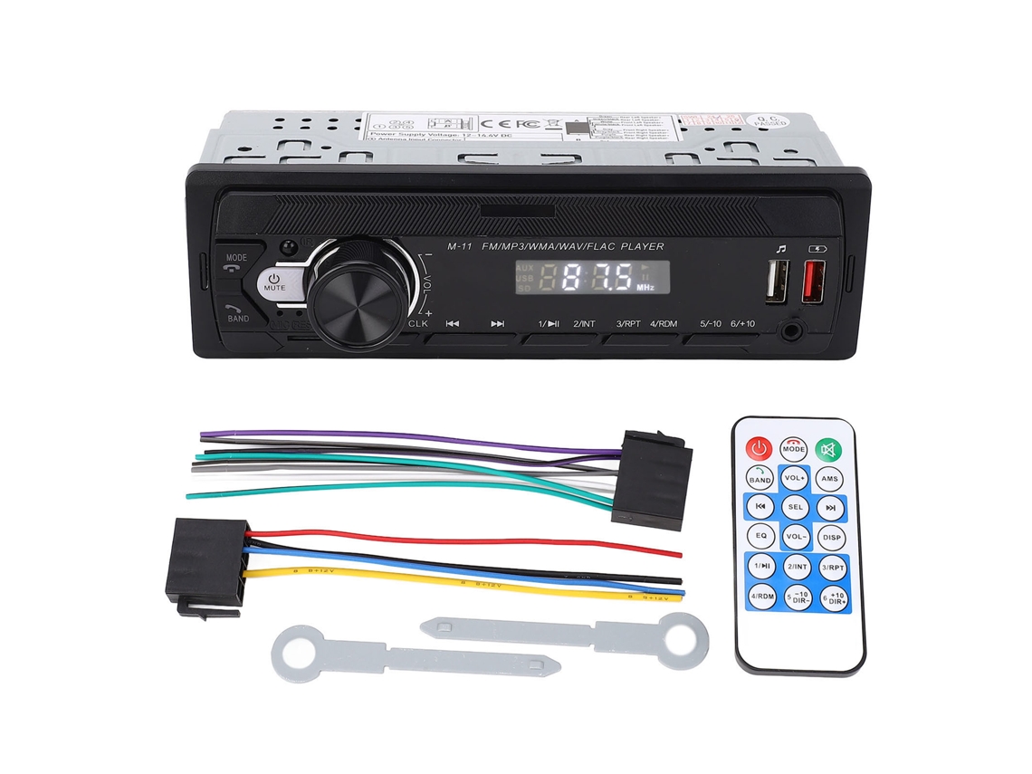 Receptor estéreo para carro 1 din com Bluetooth 5.0, USB, MP3, AM e controle remoto 12 V | S/MARCA