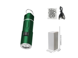 Lanterna Led Portátil Recarregável Via Usb (verde) Com Chaveiro, À Prova D'água, De Bolso Em Liga De Alumínio.