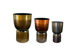 Conjunto de Vasos HOME ESPRIT Cinzento Cobre Dourado Metal 40 X 40 X 62 Cm