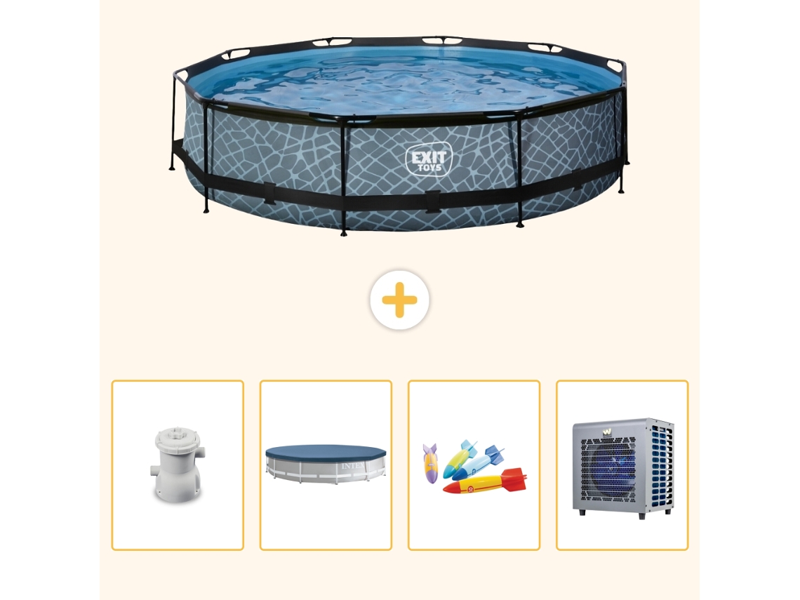Exit-toys Piscina Exit Redonda - Efeito Pedra - 360x76 Cm - 5-peças S338