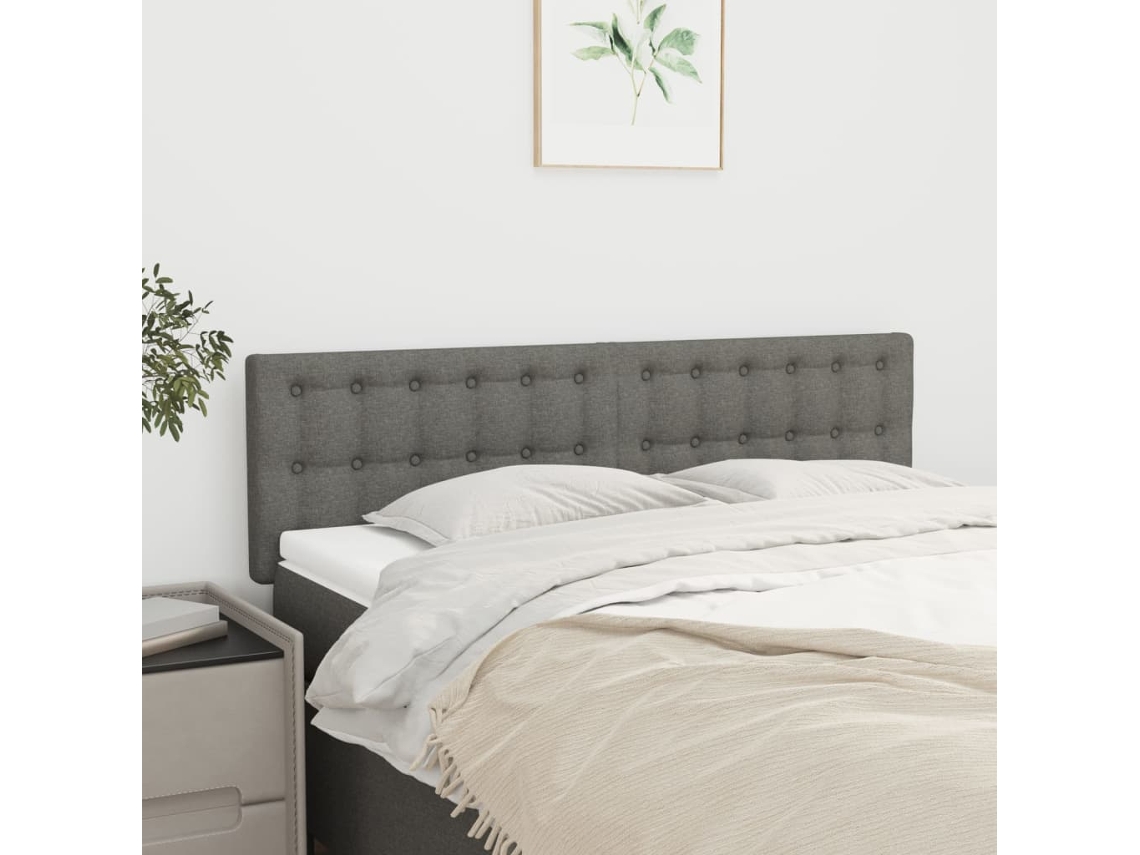 Cabeceira de cama 2 pcs tecido 72x5x78/88 cm cinzento-escuro