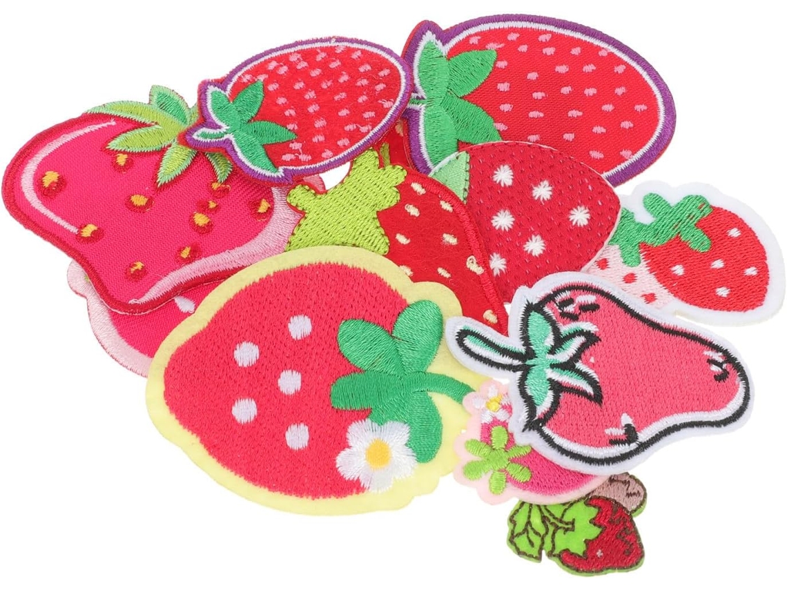 Apliques Bordados De Morango Para Roupas E Chapéus, Pacote Com 12 Unidades.