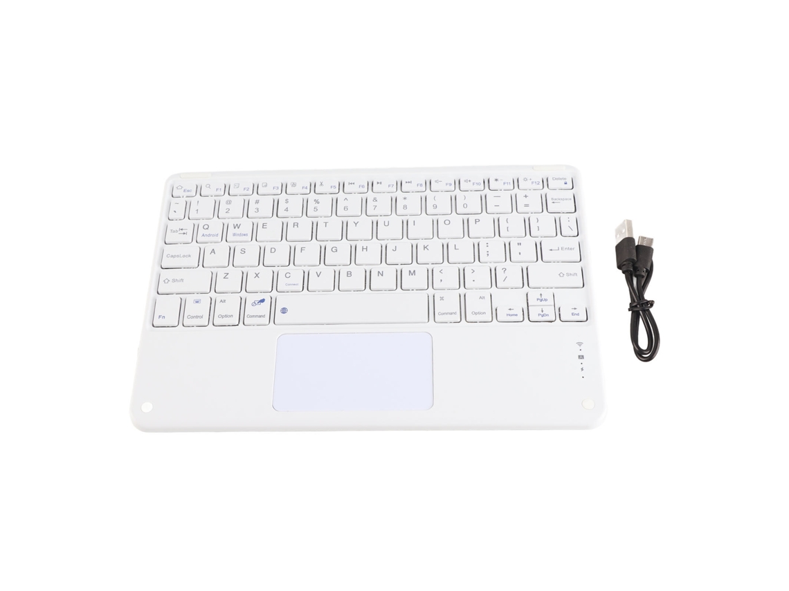 Teclado Bluetooth con Panel Táctil, 78 Teclas, Ultradelgado, Inalámbrico, Blanco