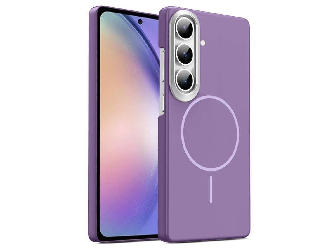 Capa Para Samsung Galaxy A54 5g Fina Circular Magsafe À Prova De Choque Dourada Em Policarbonato Roxa