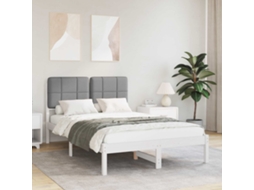 Vidaxl Estrutura De Cama Com Cabeceira Estofada Cinzento-claro