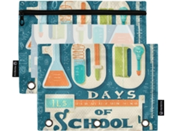 Pasta De Química 100-dias, Escolar E Escritório, Com Estojo Transparente Lápis, Grande E Resistente, 3-argolas