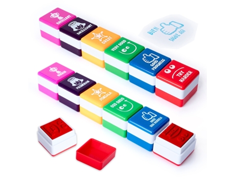 Conjunto de 12 carimbos motivacionais especiais para professores em inglês e basco Office Box