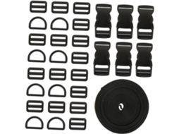 Alça Mala Com Fivela, Em Nylon E Plástico Preto, 1 Conjunto