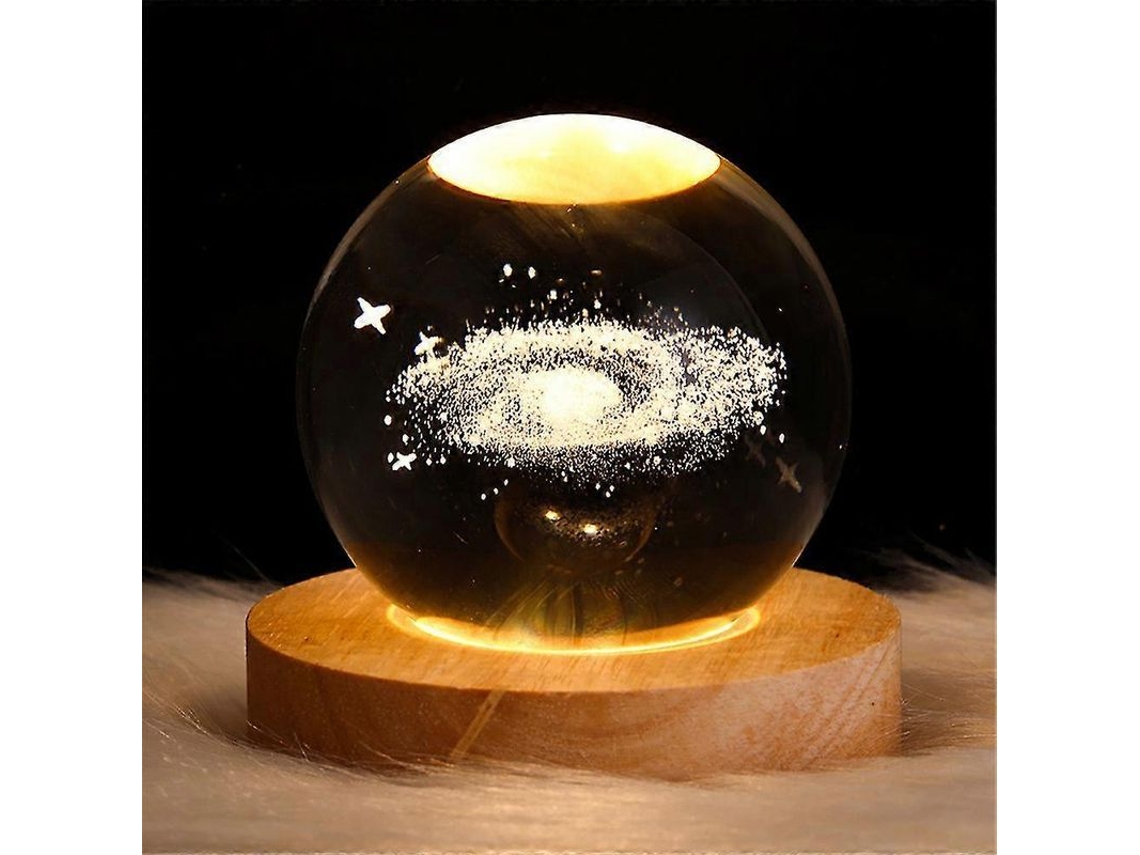 Luz De Noite Esfera De Cristal Sistema Solar Galáxia 3d Com Base Engraving Laser Presente De Natal Galaxy