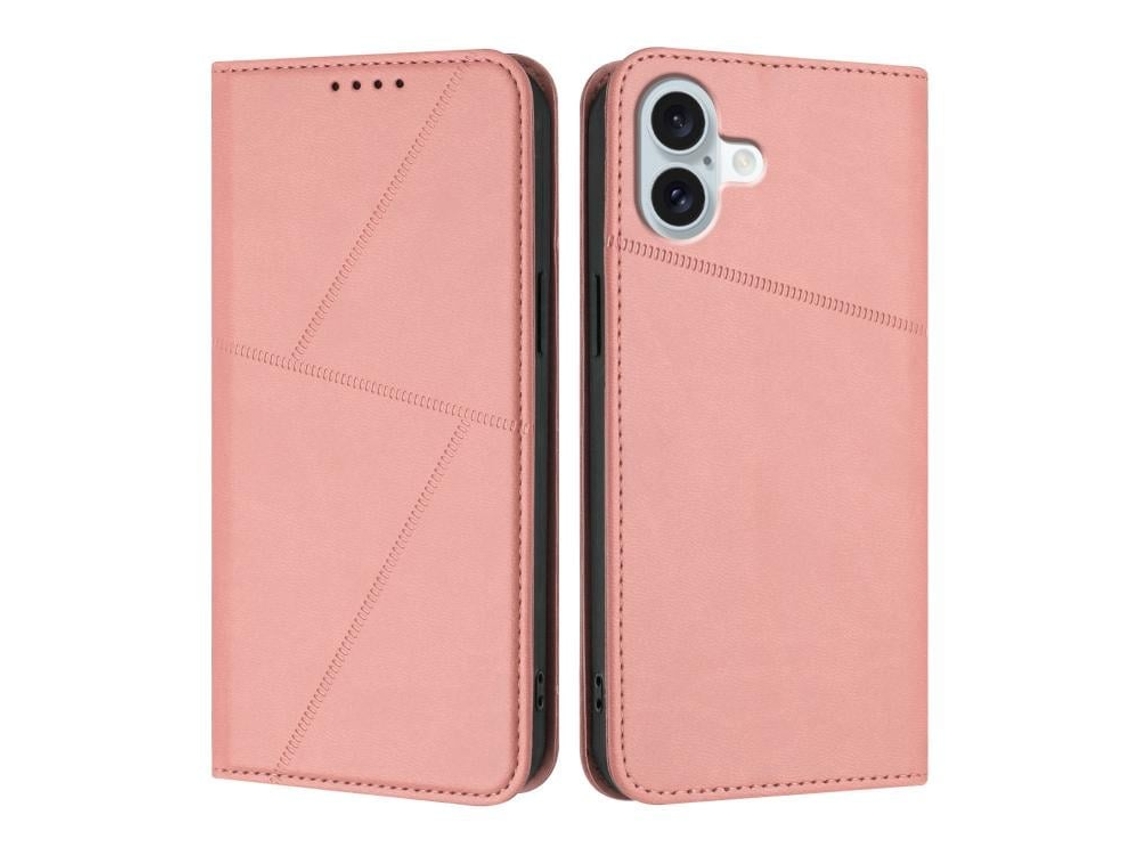 Capa De Couro Fosco Para Iphone 16 Plus - Flip Magnético