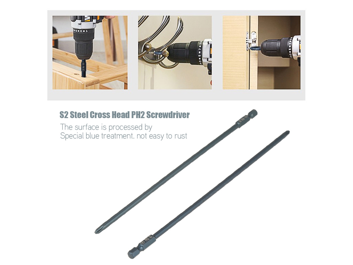 Laxiscreed Bits Phillips Ph2 Em Aço S2, Conjunto De 200mm, Encaixe 1/4", Alta Durabilidade