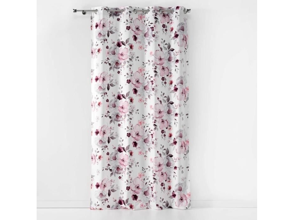 Cortina de Veludo Floral Branco 140 X 240 Cm DOUCEUR D'INTERIEUR