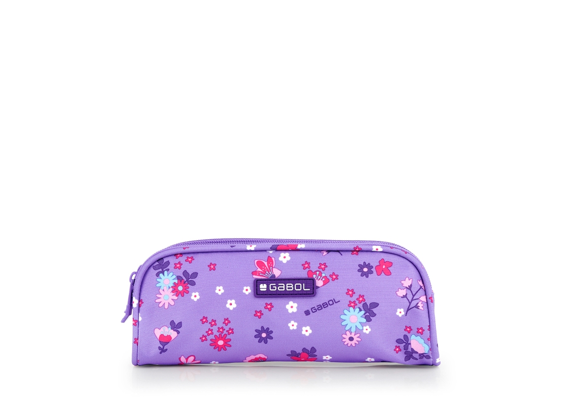 Estojo Duplo GABOL Violet com Flores e Resistente À Água